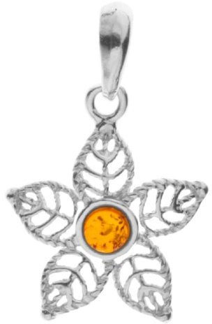 InCollections Damen-Anhänger 925/000 Sterlingsilber mit Bernstein, Blüte 0010200380890