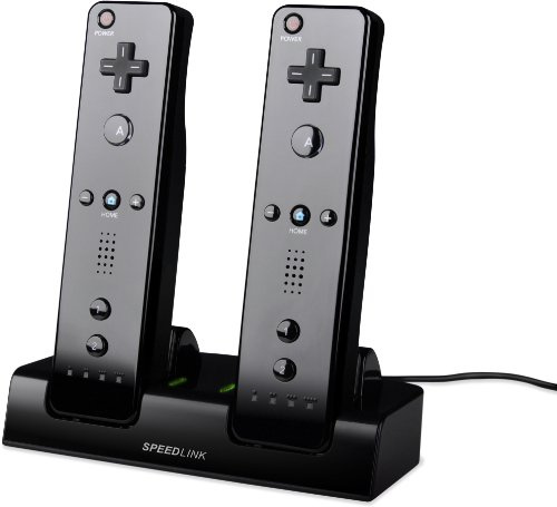 Speedlink Jazz Wii U Ladestation für bis zu zwei Wiimote gleichzeitig (bis zu 18 Stunden Spieldauer, 3 Stunden Ladezeit, Akku-Set inklusive)
