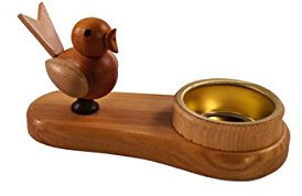 Rudolphs Schatzkiste Kerzenhalter Vogel Natur mit Teelicht Höhe=8cm NEU Weihnachten Kerzenschmuck Tischschmuck Holzschmuck Holz Seiffen Erzgebirge Dekoration