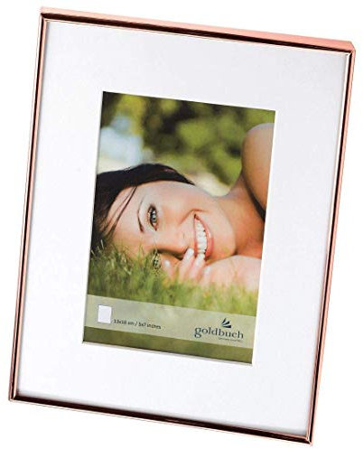 goldbuch 960223 Bilderrahmen Fine, Fotorahmen für Bilder im Format 13x18 cm, Portraitrahmen aus Kupfer, Galerierahmen mit Aufsteller, Wandhalterung und Passepartout, Rahmen für 1 Foto, Kupfer-Farben