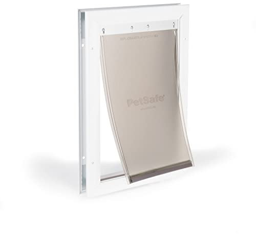 PetSafe Freedom Puerta de Aluminio para Perros y Gatos, Color Blanco, Solapa de Vinilo Tintado