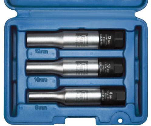 SW-Stahl 03110L Glühkerzensteckschlüsselsatz, 3-teilig I Glühkerzen Werkzeug 8mm I Glühkerzen Steckschlüssel 10mm I Glühkerzen Werkzeugsatz 12mm I Glühkerzen Drehmoment