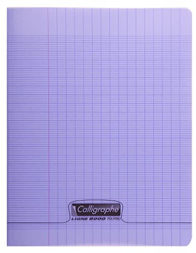 Calligraphe 18177C Un Cahier Agrafé Violet (une Marque de Clairefontaine) - 24x32 cm - 48 Pages Grands Carreaux - Papier Blanc 90 g - Couverture Polypro Transparent