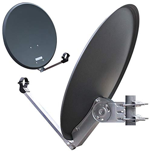 OPTICUM QA80 Satellitenschüssel 80 cm anthrazit mit LNB Halterung & Octo LNB LOP 04H - 4K HD & 3D fähig - Witterungsbeständige Sat-Antenne aus Stahl - Sat Anlage für 8 Teilnehmer