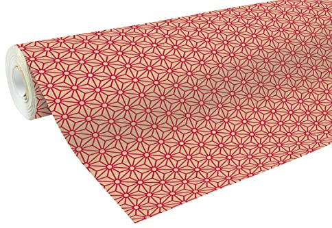 Clairefontaine 223802C Rolle Geschenkpapier mit rote Rauten, 50 x 0,70m, 70g/qm, Recycling Kraftpapier, ideal für große Geschenke, 1 Stück, Rot