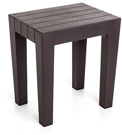 Tatay Tabouret Rectangulaire Lombok, Polypropylène, sans BPA, Finition effet bois, Protection anti-UVA, Max 130kg. Adapté a intérieur et extérieur, Marron. Dimension 38x29x41cm