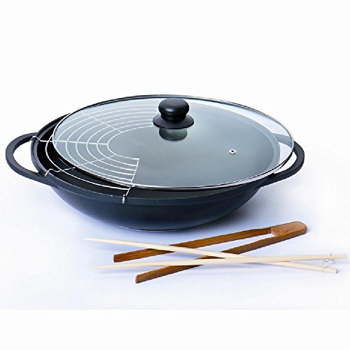 Krüger Set Wok Couvercle Verre 36 cm