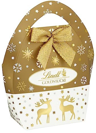 Lindt Schokolade | Goldstücke Mini-Tasche | 50g | zartschmelzende Alpenmilch Mini-Kugeln im Doppeldreh | festliches Schokoladen-Geschenk in der Weihnachtszeit