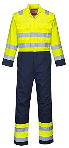 Portwest BIZ7 Hi-Vis Anti-Static Bizflame Pro Coverall Yellow/Navy, Medium
