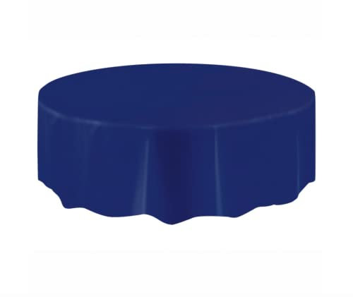 True Navy Blue Solid Round Plastic Table Cover (213cm) 1 Count – Vibrant & Durable Party Essential for Easy Cleanup and Decoration