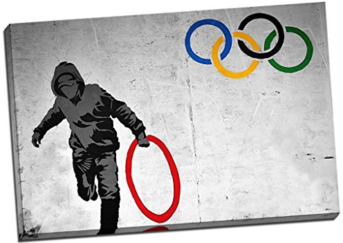 Banksy Olympic Rings Canvas Print Picture Wall Art Large 30x20 Inches