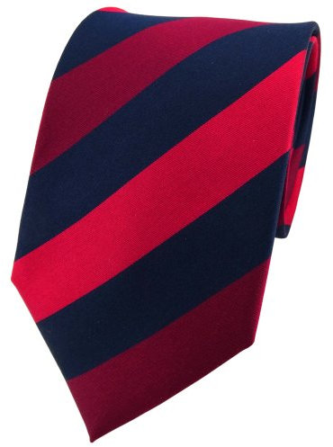 TigerTie Designer Seidenkrawatte in rot dunkelrot weinrot blau gestreift
