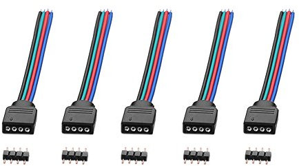 Sienoc 5 x 4 Pol Pin RGB Schnellverbinder Verbinder Anschlusskabel für 4-Pin 5050 3528 RGB LED Strip Streife