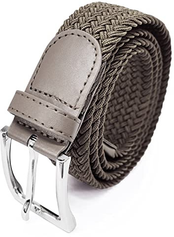 Glamexx24 Unisex Elastischer Stoffgürtel Geflochtener Stretchgürtel Dehnbarer Gürtel für Damen und Herren, Khaki, 110cm