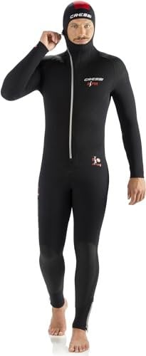 Cressi Diver Man All-in-One - Einteiliger Ultrastretch Neoprenanzug zum Tauchen, Herren 7mm, Schwarz/Rot, M