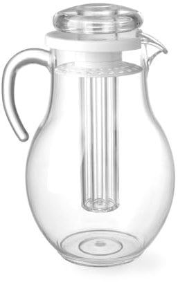 HENDI Krug, mit Eiswürfelkühlung, Saftkanne, Glaskrug, Glaskaraffe, Birnenförmiges Modell aus kratzfestem, transparentem SAN Kunststoff mit Deckel, 3L, ø170x(H)285mm, SAN Kunststoff