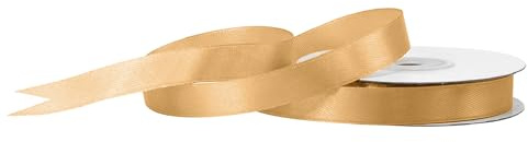 Creativery Satinband 12mm x 25m Rolle - Farbauswahl in 3/6/12/18/25/38/50/75/100mm - farbecht & waschbar - Schleifenband für Hochzeit - Geschenkband zum Verpacken Dekorieren Basteln - Hellgold 680