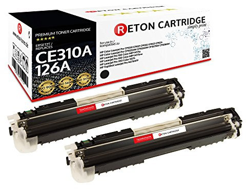 2 Original Reton Toner | 30% höhere Reichweite | kompatibel zu CE310A HP 126A schwarz für HP Color Laserjet CP1020 CP1021 CP1022 CP1023 CP1025 CP1025nw CP1026nw - TopShot Pro M275MFP