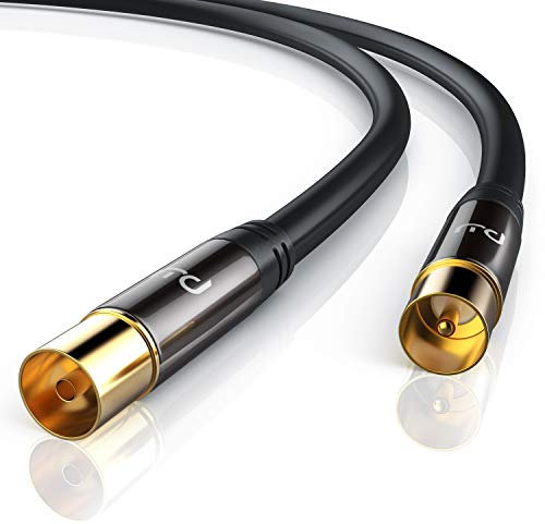 CSL-Computer 1,5m Cavo Antenna Maschio Femmina 4K a 135dB - 75 Ohm - Serie Premium - DVB-T Digitale terrestre - Connettori in Metallo Robusto Dorato