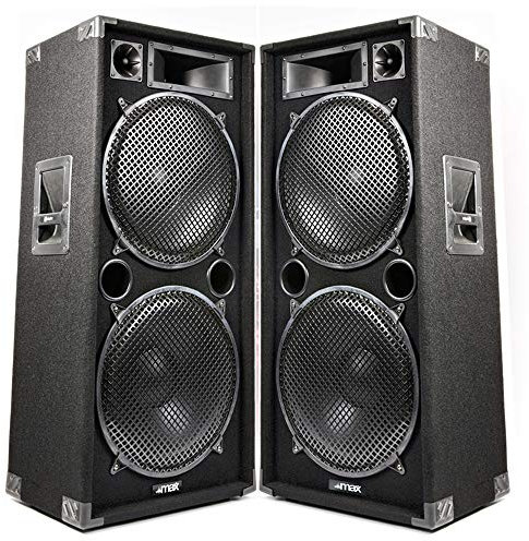 MAX SP215 Dual 15 Passive DJ Speakers - 4000W Large Speaker Package for DJs, PA & Stage, Powerful Dual Passive Disco Speakers System, Ideal for Live Performances, Carpet-Covered Acoustic Enhancement