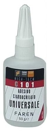 Faren C101, Colla Istantanea Cianoacrilato, Adesivo rapido ad alta resistenza per uso universale (50gr)