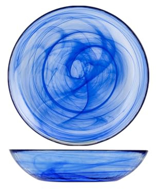 H&H 7629002 Plato Cristal Hondo, 21 cm, Azul