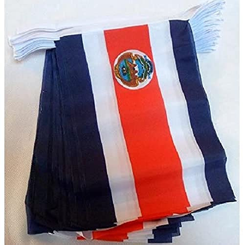 AZ FLAG - Fahnenkette Costa Rica 6 Meter Mit 20 Flaggen - 21x14 cm - Kostaricanische Girlande Flaggenkette 14 x 21 cm