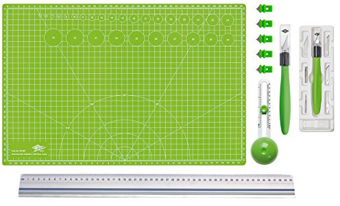 Wedo Comfortline Starter Kit | Schneidematte 45 x 30 x 0.3 cm + Cutter/Skalpell in Apfelgrün (Profi Cutting Set II, Apfelgrün)