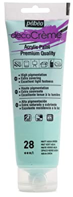 Pébéo Peinture Acrylique Texture Crème pour la Décoration - Finition Mate - 120 ML - Vert Aqua