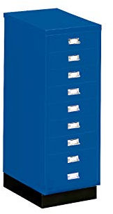SSI Schubladenschrank DIN A3, 9 Schübe, 940 mm hoch enzianblau RAL 5010