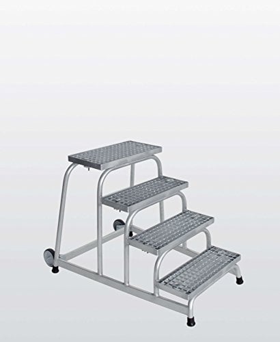 Aluminium-Arbeitspodest fahrbar, mit Stahl-Gitterrost, 4 Stufen Arbeitshöhe bis ca. 2,80 m