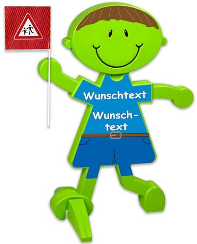 UvV Warnpuppe mit reflektierender Folie warnt Autofahrer - Vorsicht spielende Kinder - Reflexfolien digital bedruckt für Schutz & Sicherheit in der Dunkelheit (Junge)