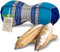 livasia Nackenstützkissen Papayakissen - Ø 13x43cm - Nackenkissen Papayaform, Sofakissen, Lesekissen mit Kapok, Kissen für Garten und Balkon, Reisekissen handgefertigt (Blau)