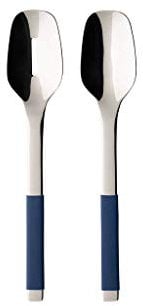 Villeroy & Boch S+ Blueberry Salad Servers, 2 pieces, 18/10 Stainless Steel, Blue Silicone Coated Handle