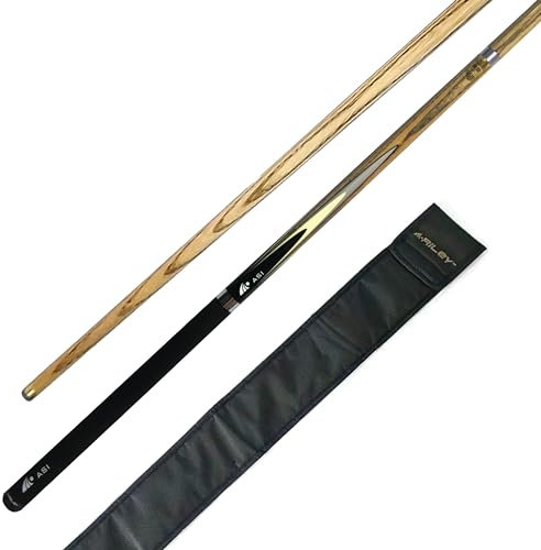 Riley Unisex-Adult 2 Piece ASI WAC System and Soft Case-145cm with 9.5mm Tip Snooker English Pool Cue, Black Butt/Natural Wood Shaft, 57 (145cm)