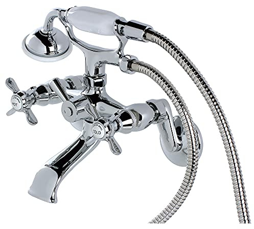 Kingston Brass KS286C ESSEX 3 to 9 Adjustable Centers Wall Mount Clawfoot Tub Filler with Hand Shower, Polished Chrome