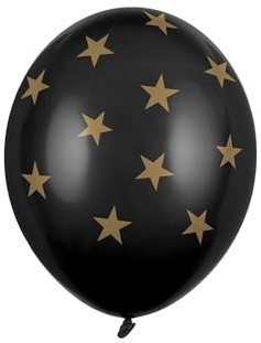 PartyDeco Luftballons mit Sternen 30cm 6er Set - Ballons für Helium oder Luft - Latexballons für Geburtstag Weihnachten Silvester - Ballonset als Weihnachtsdeko Geburtstagsdeko - Schwarz Gold