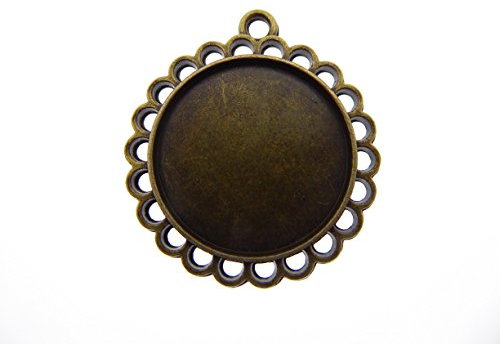 XieXie 6 Stück 20mm Fassung antik bronzefarben mit 20mm Cabochons