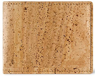 Corkor Geldbörse Bifold Schlank Brieftasche Herren Leichtes Natur-Leder für Kreditkarten Natur Veganer Korkleder Hellbraun…