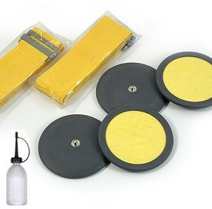 Set mit 4 Elektroden aus Gummi mit Zellulose-Schwamm, rund, 7,5 cm, für Elektrostimulator, 4 mm Clip und elastische Bänder