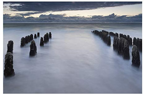 Vliestapete Holzbuhnen in der Nordsee auf Sylt Premium, HxB: 320cm x 480cm