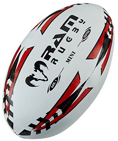Ram Rugby Mini Rugby Ball - Air Filled (Blue) or Softee (Red) - Size 1 (15cm) Fun Rugby Ball – Great Gift for Birthday or Christmas – Perfect for Kids & Minis Rugby – Corporate Gift or Stocking Filler