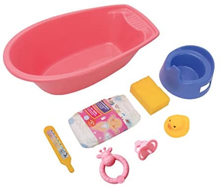 Heless 914 - Puppenbadewanne mit viel Zubehör, ca. 40,5 cm, Verschiedene