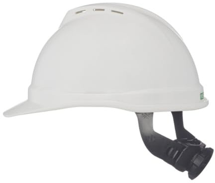 MSA 10034027 V-Gard 500 Vented Style Protective Cap with Fas Trac 6 Point Ratchet Suspension, White by MSA