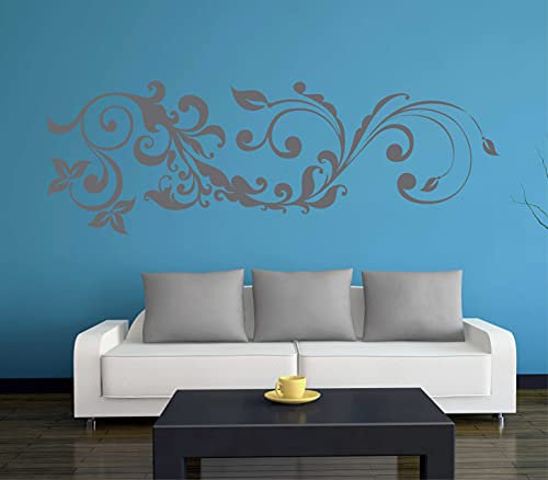 INDIGOS UG - WANDTATTOO - W439 Pflanze Blume Gewirr filigran - Wandsticker/Wandaufkleber - Aufkleber - 220x82cm, Glasdekorfolie