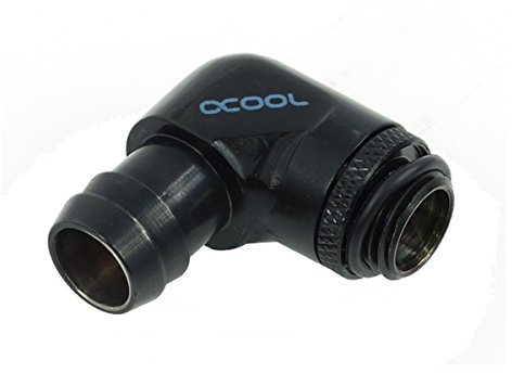 Alphacool 17139 HF 13mm (1/2) Schlauchanschluss 90° drehbar G1/4 mit O-Ring - Deep Black Wasserkühlung Anschlüsse