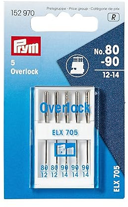 Prym 152970 Nähmaschinennadeln Overlock, 80-90, Sortiert, silberfarbig, No