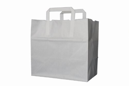 250 Papiertragetaschen Papiertaschen Tüten Papiertüten Tragetaschen weiß 22 + 10 x 28 cm
