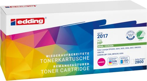 edding Toner EDD-2017 - Magenta - Reichweite 2800 Seiten - Ersetzt HP 304A (CC533A)