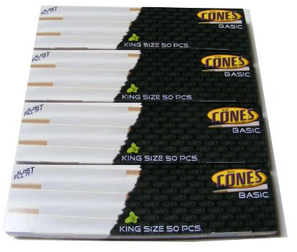 PreRolledCones 200 Pack King Size Pre Rolled Paper Smoking Cones - Natural - Just Fill
